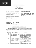 Represented By:: Formal Offer of Evidence