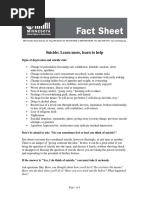 Suicide: Learn More, Learn To Help: Signs of Depression and Suicide Risk