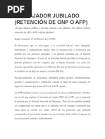 TRABAJADOR JUBILADO Retencion Onp o Afp