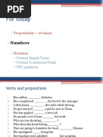 Prepositions and Numbers Revision