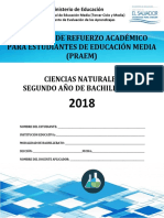 Primera Prueba de Avance de Ciencias Naturales - Segundo Año de Bachilllerato - PRAEM 2018