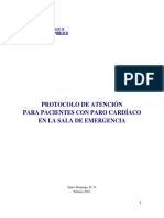 Protocolo de Atención para Pacientes Con Paro Cardíaco en Sala de Emergencia.