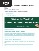 (CDS) Depository System-BENEFITS