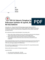 PD IAI Jakarta Tetapkan Imbal Jasa Pekerjaan Apoteker Di Apotek