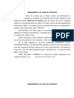 Mandamiento de Toma de Posesion de TERRENO