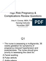 High Risk Pregnancy Review Questions