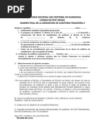 Examen Auditoria Financiera II Unsch Maestria