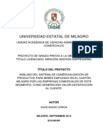 Análisis Del Sistema de Comercialización de Productos para Bebes Empleado en El Cantón Milagro Por Las Empresas Comerciales de Este Segmento, Como Generación Valor - Satisfacción Al Cliente.