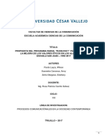 Propuesta Del Programa Radial "Runachay" para Contribuir A La Mejora de Los Valores Éticos en Los Alumnos de La Escuela San Juan - Virú 2017