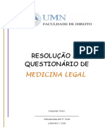 Questionário e Resolução de Medicina Legal