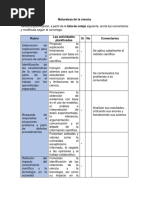 Lista de Cotejo Naturaleza de La Ciencia