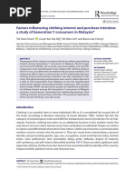 Factors Influencing Clothing Interest and Purchase Intention A Study of Generation Y Consumers in Malaysia