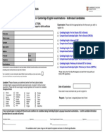 Cambridge English Ketfs Petfs Fcefs Cae Cpe Individual Application Form 2016