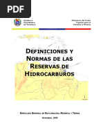 Definiciones y Normas de Reservas de Hidrocarburos