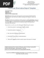 Classroom Observation Report Template - S