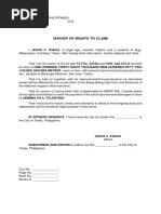 Waiver of Rights To Claim