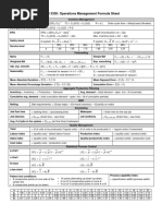 MOS 3330: Operations Management Formula Sheet: O H O H