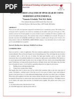 Bending Stress Analysis of Spur Gear by Using Modified Lewis Formula