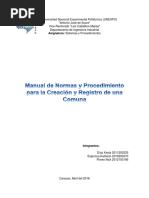 Manual de Normas y Procedimientos para Creacion y Registro de Una Comuna