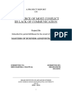 The Source of Most Conflict Iis Lack of Communication: A Project Report ON