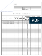 Fiber Budget Loss Calculation Sheet