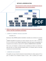 Cuestionario de Metales, Nomenclatura Y Compuestos