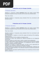 Production and In-Process Controls