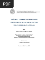 Análisis Y Propuesta de La Gestión Institucional de Las Aguas Lluvias Urbanas Del Gran Santiago