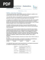 Lista de Exercícios - Aumentos, Descontos e Juros