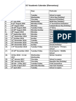 Mizoram 2016 - 2017 School Academic Calendar Elementary