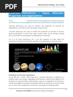 Concrete Admixtures - Types, Selection, Properties and Applications