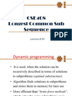 CSE408 Longest Common Sub Sequence: Lecture # 25