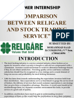 Summer Internship: "Comparison Between Religare and Stock Trading Service"