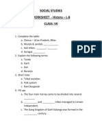 Social Studies WORKSHEET - History - L-8 Class: Vii