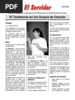 El Testimonio en Los Grupos de Oración