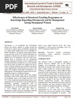 Effectiveness of Structured Teaching Programme On Knowledge Regarding Osteoporosis and Its Management Among Menopausal Women