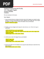 Database Programming With PL/SQL 13-5: Managing Triggers Practice Activities