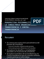 Perspectiva Psicoanalitica Sobre La Consultoria Organizacional