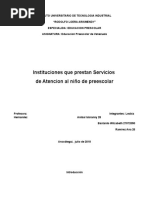 Instituciones Que Prestan Servicio de Atención A Los Niños de Preescolar