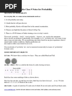 Maths Class 9 Notes For Probability PDF