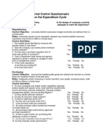 Internal Control Questionnaire For The Expenditure Cycle