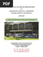 National Olympiad Programme: IN Astronomy, Biology, Chemistry Junior Science and Physics 2018-2019