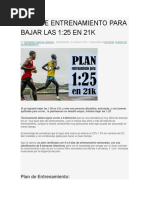 Plan de 21 KM Bajar Tiempo