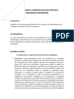 Factores Fisicos y Quimicos Que Influyen en El Crecimiento Microbiano