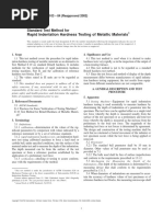 Rapid Indentation Hardness Testing of Metallic Materials: Standard Test Method For