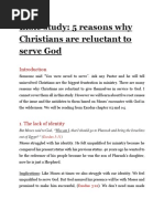 Bible Study: 5 Reasons Why Christians Are Reluctant To Serve God