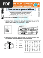 Ficha de Sinonimos para Niños para Segundo de Primaria