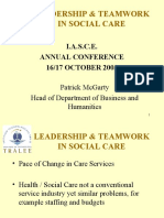 Leadership & Teamwork in Social Care: I.A.S.C.E. Annual Conference 16/17 OCTOBER 2003