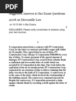 Suggested Answers To Bar Exam Questions 2008 On Mercantile Law