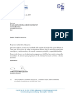 Carta de La Clínica Bonnadona Sobre Prestación de Servicios Oncológicos